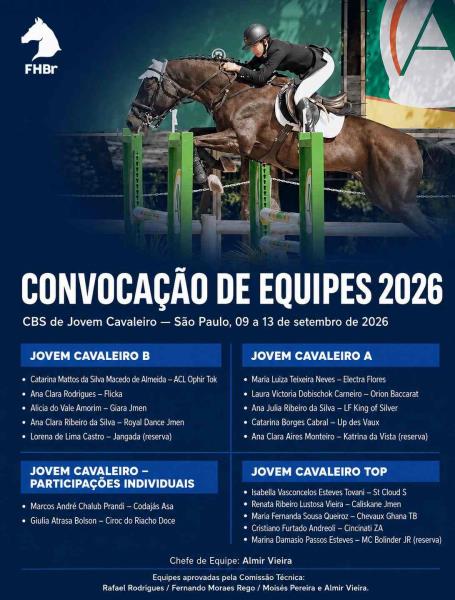Convocação para o CBS de Jovem Cavaleiro 2026.